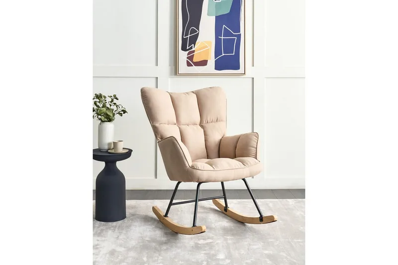 Keinutuoli Oulu - Beige, musta, vaalea puu - Huonekalut - Tuoli & nojatuoli - Nojatuoli & lepotuoli