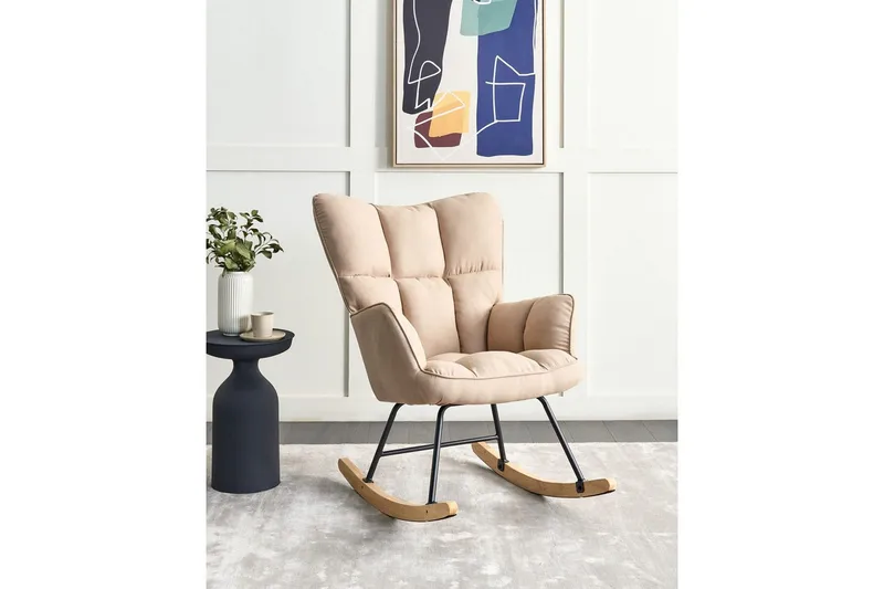 Keinutuoli Oulu - Beige, musta, vaalea puu - Huonekalut - Tuoli & nojatuoli - Nojatuoli & lepotuoli