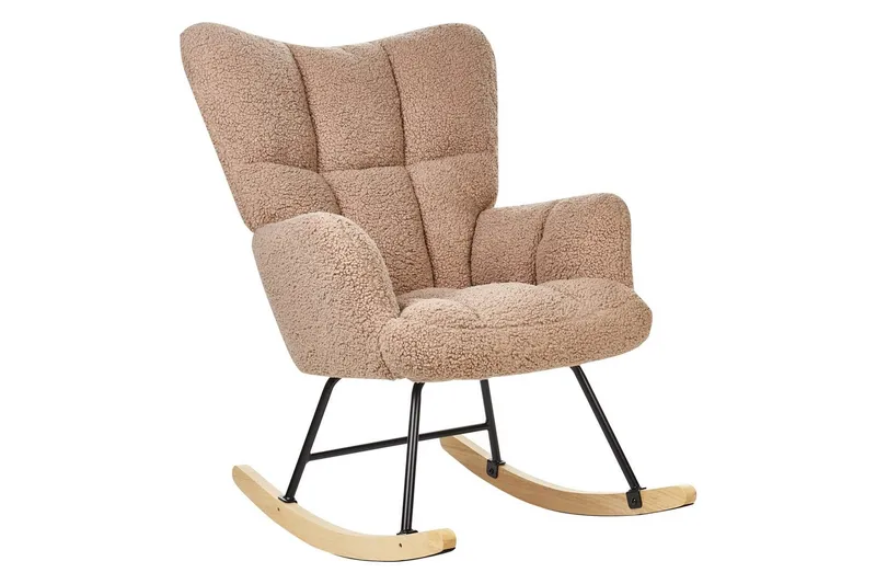 Keinutuoli Oulu - Hiekkabeige, musta, vaalea puu - Huonekalut - Tuoli & nojatuoli - Nojatuoli & lepotuoli