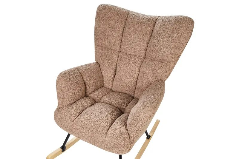 Keinutuoli Oulu - Hiekkabeige, musta, vaalea puu - Huonekalut - Tuoli & nojatuoli - Nojatuoli & lepotuoli