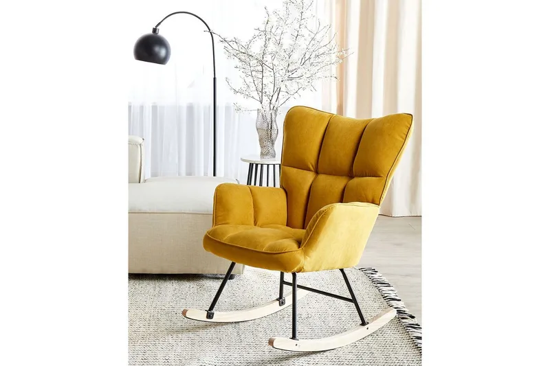 Keinutuoli Oulu - Keltainen, musta, vaalea puu - Huonekalut - Tuoli & nojatuoli - Nojatuoli & lepotuoli