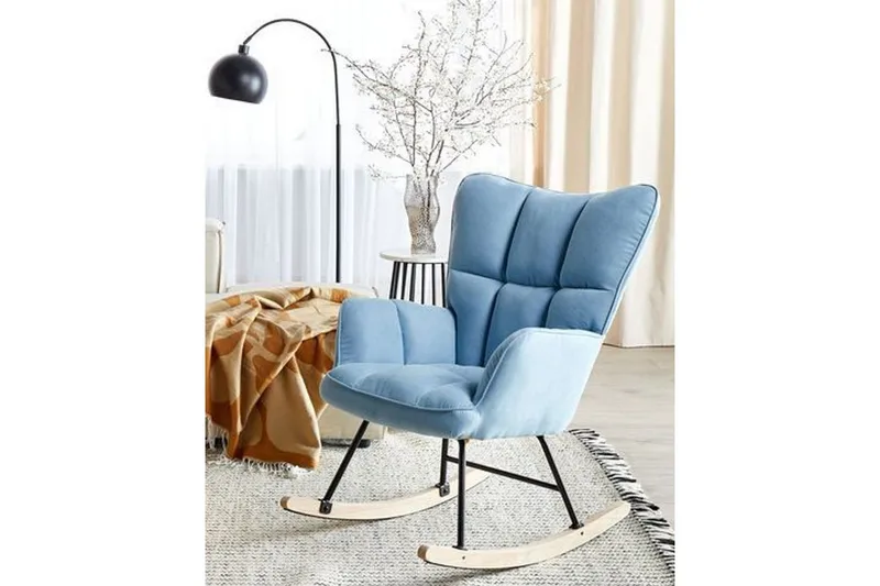 Keinutuoli Oulu - Sininen, musta, vaalea puu, Sininen, Musta, Vaalea puu - Huonekalut - Tuoli & nojatuoli - Nojatuoli & lepotuoli