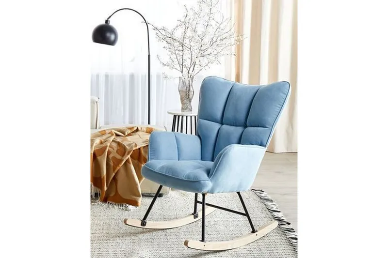 Keinutuoli Oulu - Sininen, musta, vaalea puu, Sininen, Musta, Vaalea puu - Huonekalut - Tuoli & nojatuoli - Nojatuoli & lepotuoli