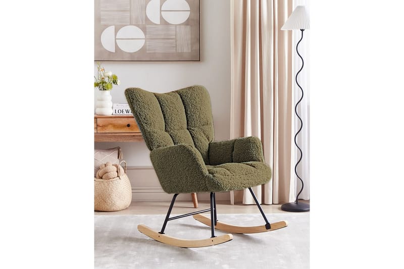 Keinutuoli Oulu - Tummanvihreä, musta, vaalea puu - Huonekalut - Tuoli & nojatuoli - Nojatuoli & lepotuoli