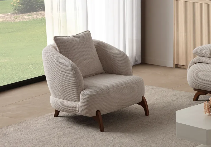 Korvatuoli Atelier Del Sofa Bonjo Walnut (80 x 78 x 80 cm) beige - Beige - Huonekalut - Tuoli & nojatuoli - Nojatuoli & lepotuoli