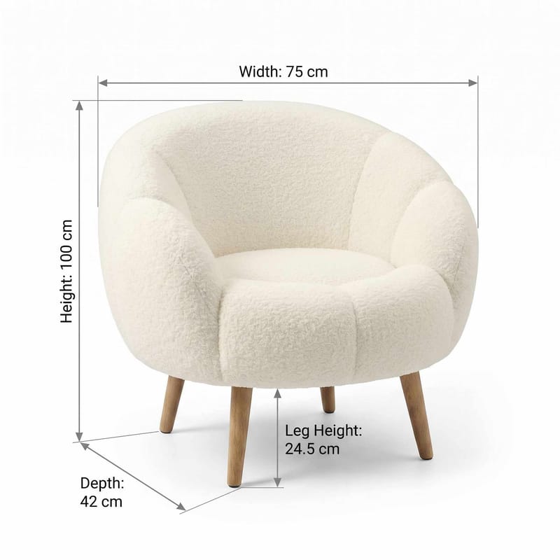 Korvatuoli Atelier Del Sofa Lida (75 x 100 x 42 cm) valkoinen - Huonekalut - Tuoli & nojatuoli - Nojatuoli & lepotuoli