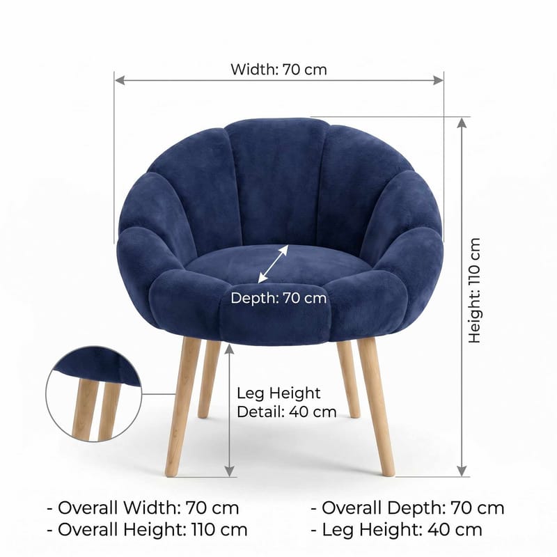 Korvatuoli Atelier Del Sofa Papatya (70 x 110 x 70 cm) Antrasiitti - Sininen - Huonekalut - Tuoli & nojatuoli - Nojatuoli & lepotuoli