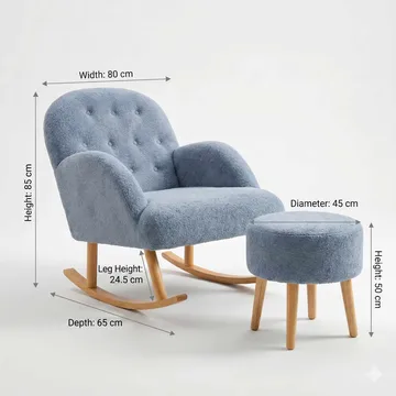 Korvatuoli- ja rahi-setti (2 osaa) Atelier Del Sofa Dugmeli (80 x 85 x 65 cm) Harmaa - Huonekalut - Tuoli & nojatuoli - Pyörivät tuolit & keinutuoli