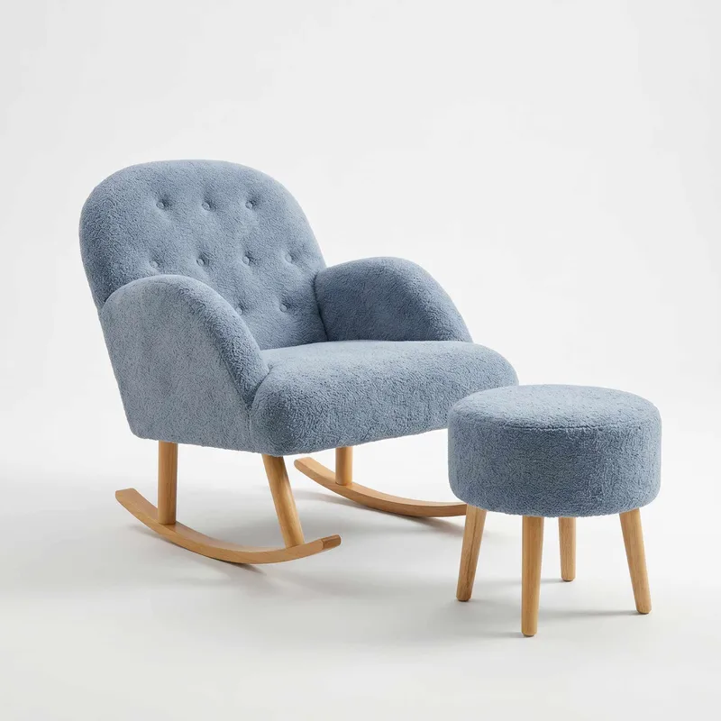 Korvatuoli- ja rahi-setti (2 osaa) Atelier Del Sofa Dugmeli (80 x 85 x 65 cm) Harmaa, undefined