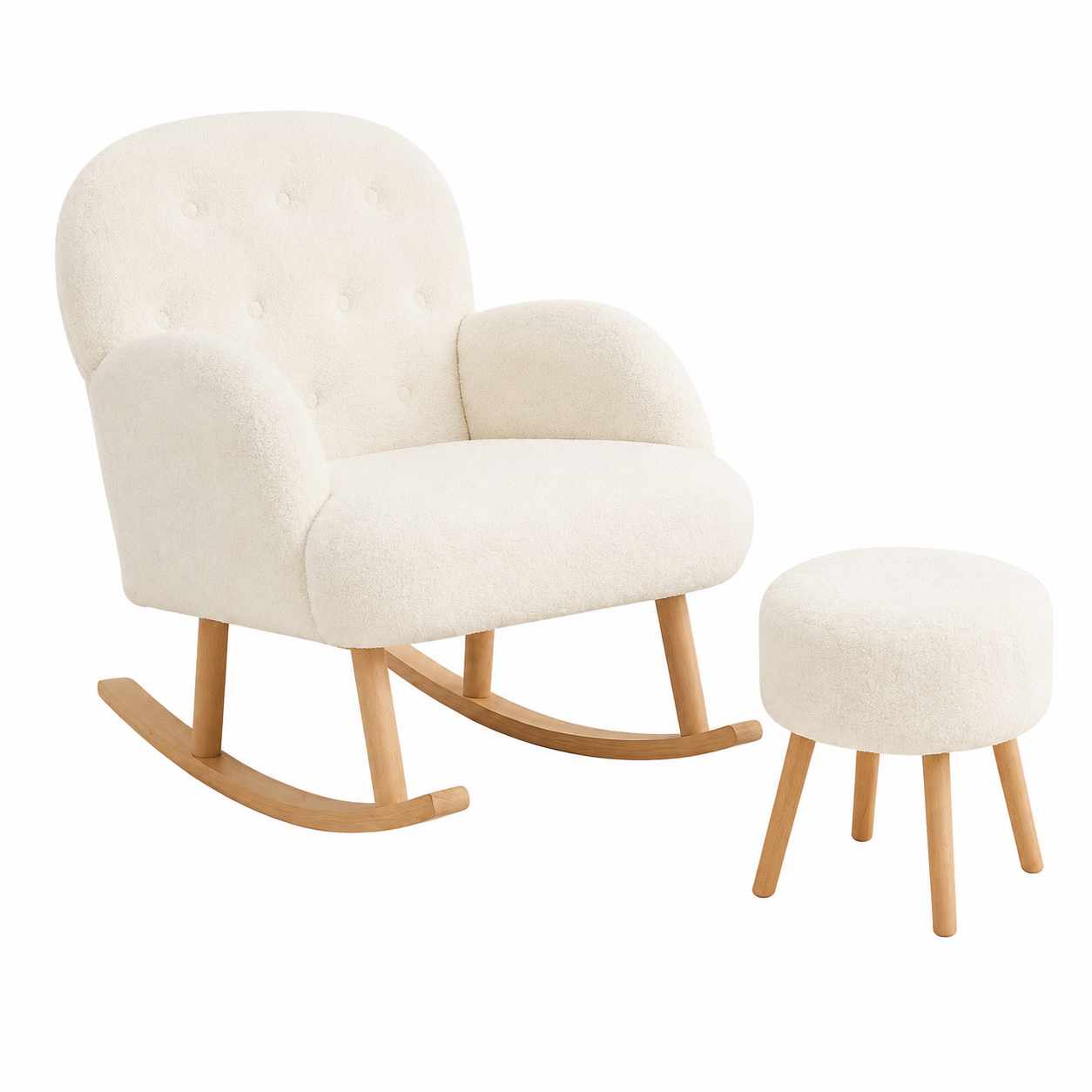 Korvatuoli- ja rahi-setti (2 osaa) Atelier Del Sofa Dugmeli (80 x 85 x 65 cm) Valkoinen -