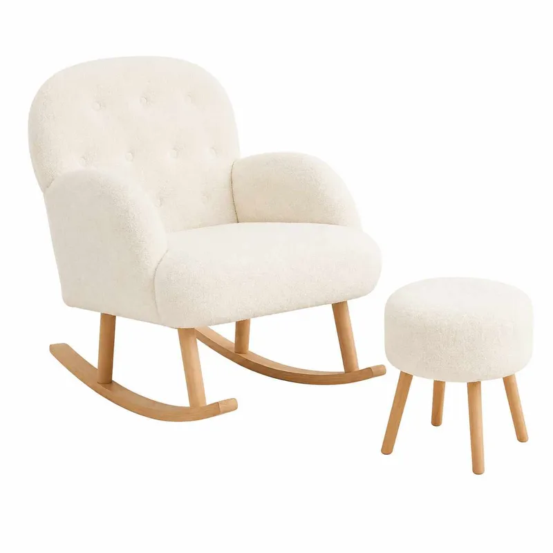 Korvatuoli- ja rahi-setti (2 osaa) Atelier Del Sofa Dugmeli (80 x 85 x 65 cm) Valkoinen, undefined