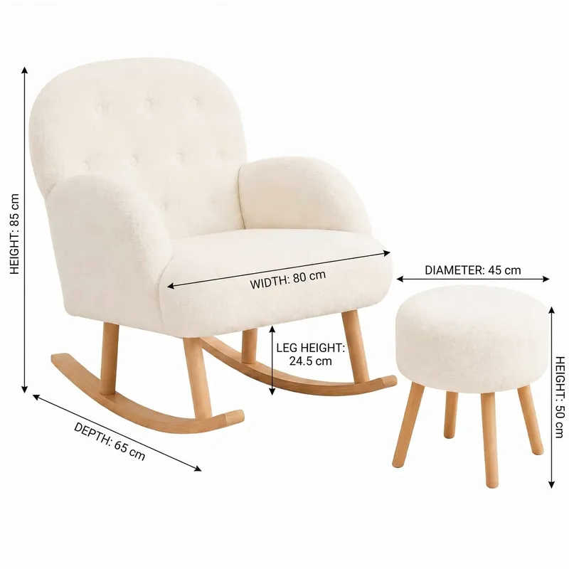 Korvatuoli- ja rahi-setti (2 osaa) Atelier Del Sofa Dugmeli (80 x 85 x 65 cm) Valkoinen - Huonekalut - Tuoli & nojatuoli - Pyörivät tuolit & keinutuoli