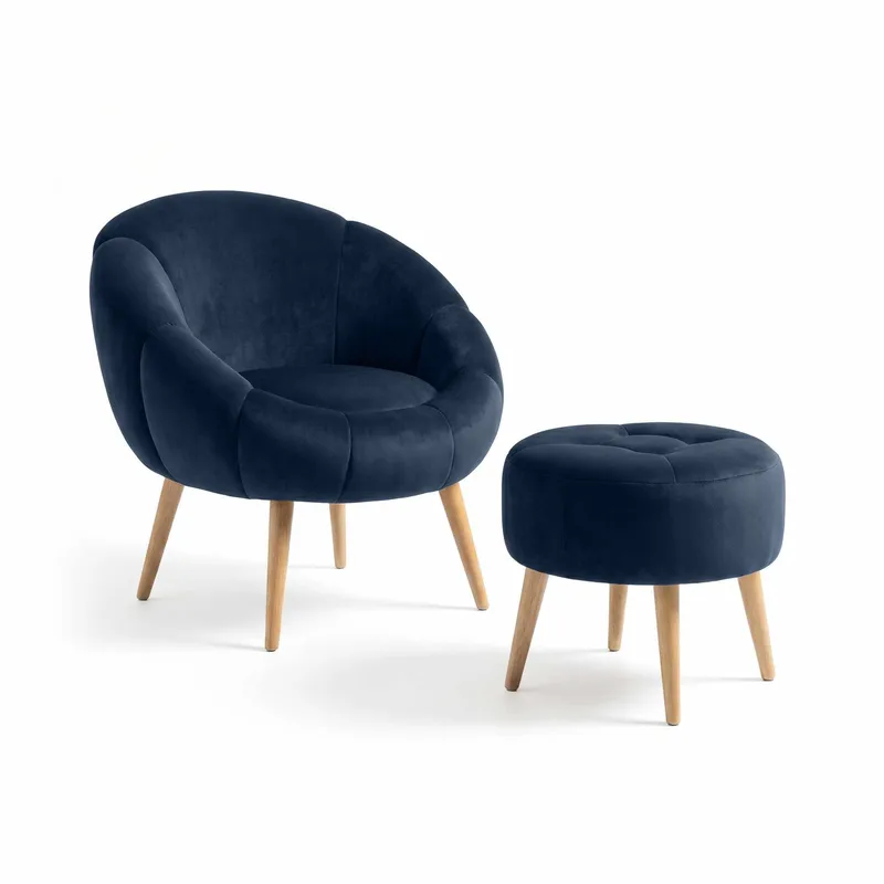 Korvatuoli- ja rahi-setti (2 osaa) Atelier Del Sofa Lida (75 x 100 x 42 cm) Antrasiitti, Antrasiitti