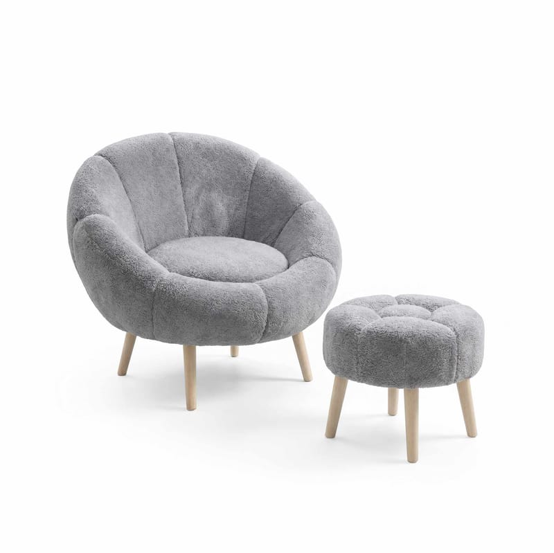 Korvatuoli- ja rahi-setti (2 osaa) Atelier Del Sofa Lida (75 x 100 x 42 cm) Harmaa, undefined