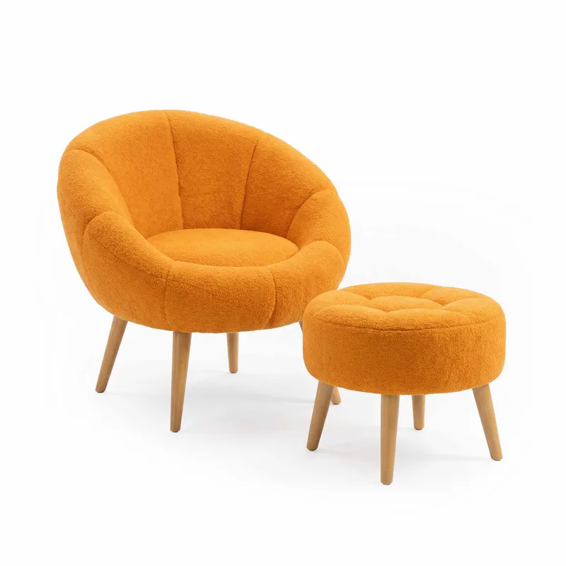 Korvatuoli- ja rahi-setti (2 osaa) Atelier Del Sofa Lida (75 x 100 x 42 cm) Oranssi, undefined