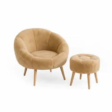 Korvatuoli- ja rahi-setti (2 osaa) Atelier Del Sofa Lida (75 x 100 x 42 cm) Ruskea