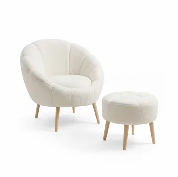Korvatuoli- ja rahi-setti (2 osaa) Atelier Del Sofa Lida (75 x 100 x 42 cm) Valkoinen
