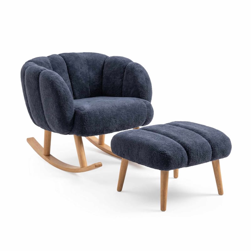 Korvatuoli- ja rahi-setti (2 osaa) Atelier Del Sofa Lotus (70 x 94 x 42 cm) Antrasiitti, undefined