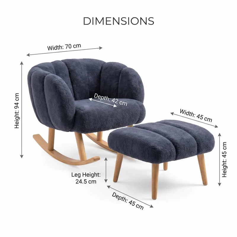 Korvatuoli- ja rahi-setti (2 osaa) Atelier Del Sofa Lotus (70 x 94 x 42 cm) Antrasiitti - Huonekalut - Tuoli & nojatuoli - Pyörivät tuolit & keinutuoli
