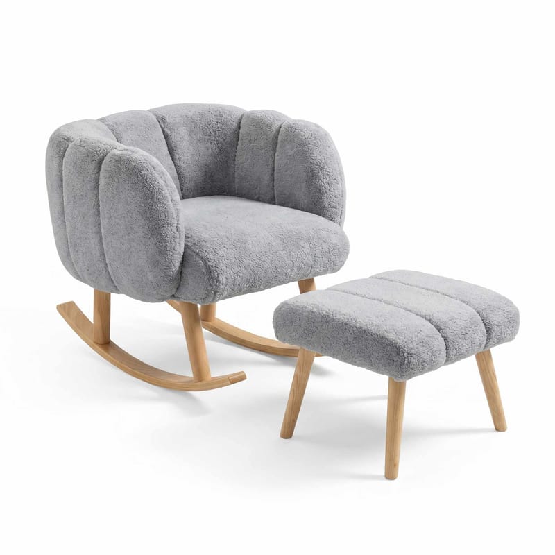 Korvatuoli- ja rahi-setti (2 osaa) Atelier Del Sofa Lotus (70 x 94 x 42 cm) Harmaa, undefined