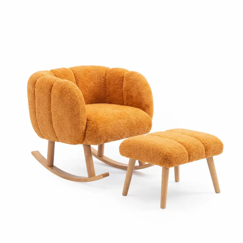 Korvatuoli- ja rahi-setti (2 osaa) Atelier Del Sofa Lotus (70 x 94 x 42 cm) Oranssi