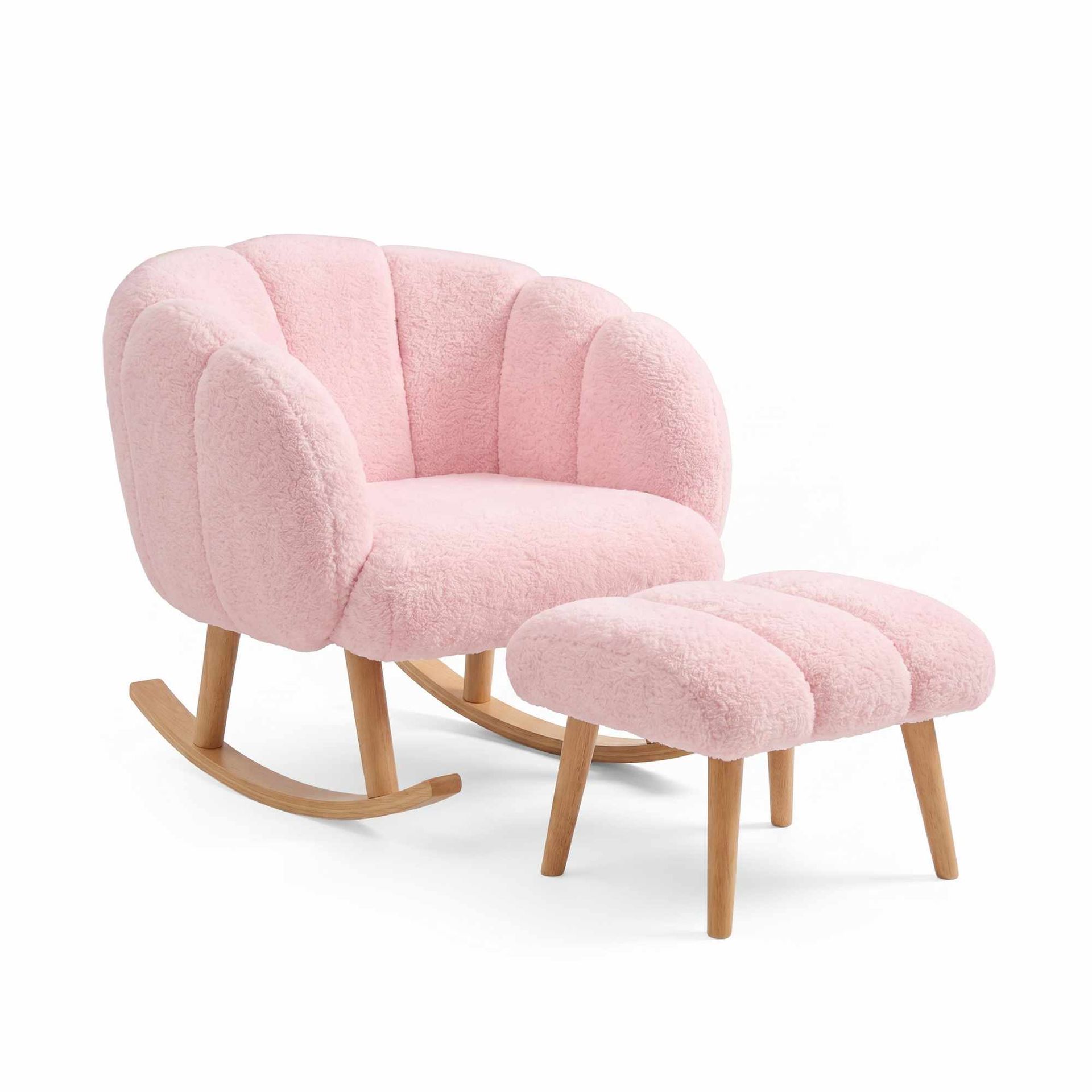 Korvatuoli- ja rahi-setti (2 osaa) Atelier Del Sofa Lotus (70 x 94 x 42 cm) Vaaleanpunainen -