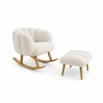 Korvatuoli- ja rahi-setti (2 osaa) Atelier Del Sofa Lotus (70 x 94 x 42 cm) Valkoinen