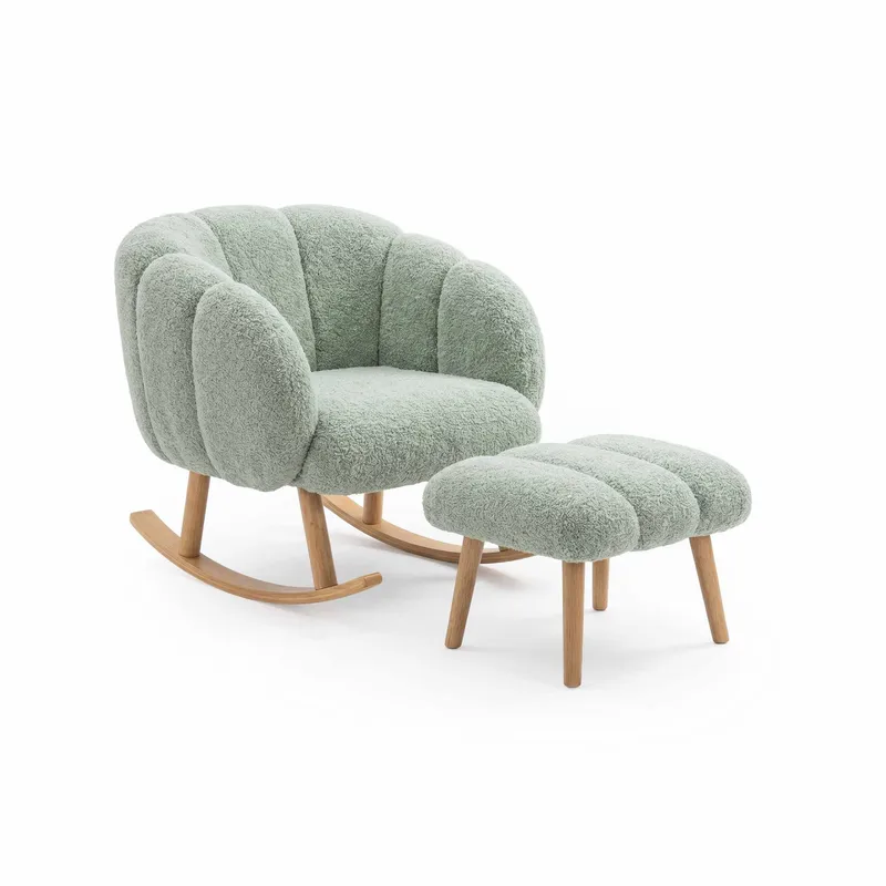 Korvatuoli- ja rahi-setti (2 osaa) Atelier Del Sofa Lotus (70 x 94 x 42 cm) Vihreä, undefined