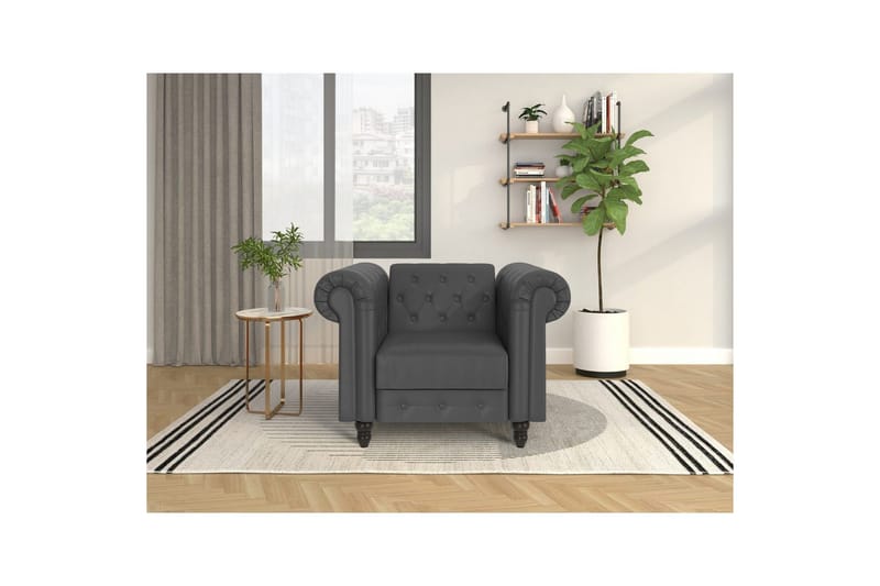 Lepotuoli Felix Harmaa, PU/Puu/Metalli - Harmaa, PU/Puu/Metalli - Huonekalut - Tuoli & nojatuoli - Nojatuoli & lepotuoli