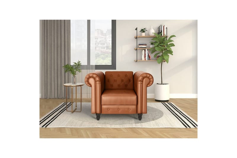 Lepotuoli Felix Konjakki, PU/Puu/Metalli - Konjakki, PU/Puu/Metalli - Huonekalut - Tuoli & nojatuoli - Nojatuoli & lepotuoli