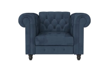Lepotuoli Felix Sininen, Sametti/Puu/Metalli - Sininen, Sametti/Puu/Metalli - Huonekalut - Tuoli & nojatuoli - Nojatuoli & lepotuoli - Chesterfield-nojatuolit