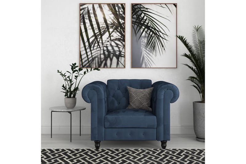 Lepotuoli Felix Sininen, Sametti/Puu/Metalli - Sininen, Sametti/Puu/Metalli - Huonekalut - Tuoli & nojatuoli - Nojatuoli & lepotuoli