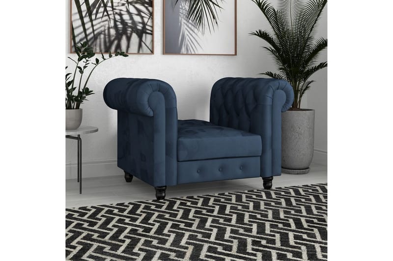 Lepotuoli Felix Sininen, Sametti/Puu/Metalli - Sininen, Sametti/Puu/Metalli - Huonekalut - Tuoli & nojatuoli - Nojatuoli & lepotuoli