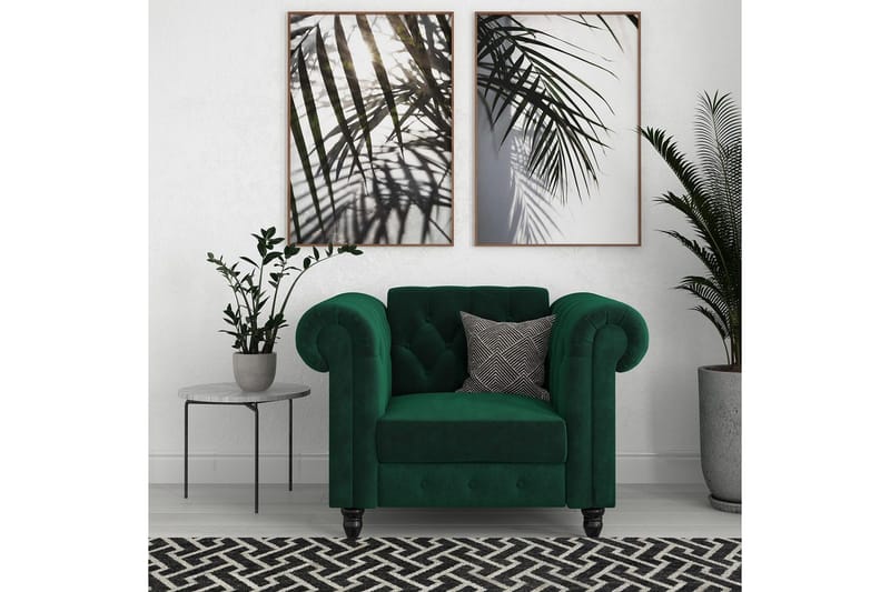 Lepotuoli Felix Tummanvihreä, Sametti/Puu/Metalli - Tummanvihreä, Sametti/Puu/Metalli - Huonekalut - Tuoli & nojatuoli - Nojatuoli & lepotuoli