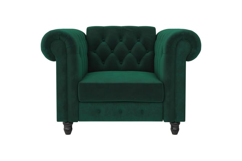 Lepotuoli Felix Tummanvihreä, Sametti/Puu/Metalli - Tummanvihreä, Sametti/Puu/Metalli - Huonekalut - Tuoli & nojatuoli - Nojatuoli & lepotuoli