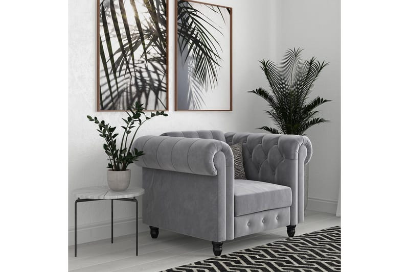 Lepotuoli Felix Vaaleanharmaa, Sametti/Puu/Metalli - Vaaleanharmaa, Sametti/Puu/Metalli - Huonekalut - Tuoli & nojatuoli - Nojatuoli & lepotuoli