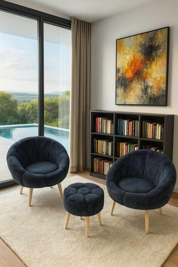 Lepotuoli- ja rahisetti (3 osaa) Atelier Del Sofa Lida Wellsoft (75 x 100 x 42 cm) Antrasiitti - Antrasiitti - Huonekalut - Tuoli & nojatuoli - Nojatuoli & lepotuoli