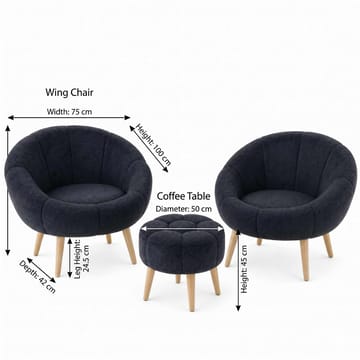 Lepotuoli- ja rahisetti (3 osaa) Atelier Del Sofa Lida Wellsoft (75 x 100 x 42 cm) Antrasiitti - Antrasiitti - Huonekalut - Tuoli & nojatuoli - Nojatuoli & lepotuoli