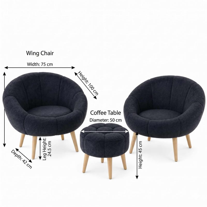 Lepotuoli- ja rahisetti (3 osaa) Atelier Del Sofa Lida Wellsoft (75 x 100 x 42 cm) Antrasiitti - Antrasiitti - Huonekalut - Tuoli & nojatuoli - Nojatuoli & lepotuoli