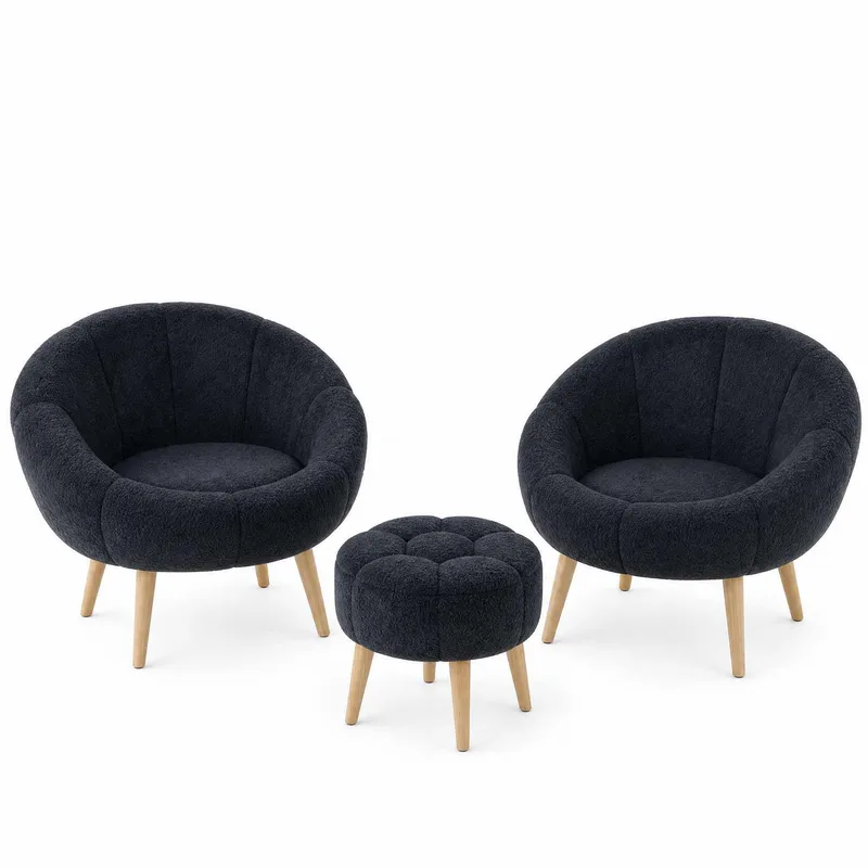 Lepotuoli- ja rahisetti (3 osaa) Atelier Del Sofa Lida Wellsoft (75 x 100 x 42 cm) Antrasiitti, Antrasiitti