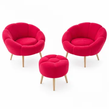 Lepotuoli- ja rahisetti (3 osaa) Atelier Del Sofa Lida Wellsoft (75 x 100 x 42 cm) Fuksia