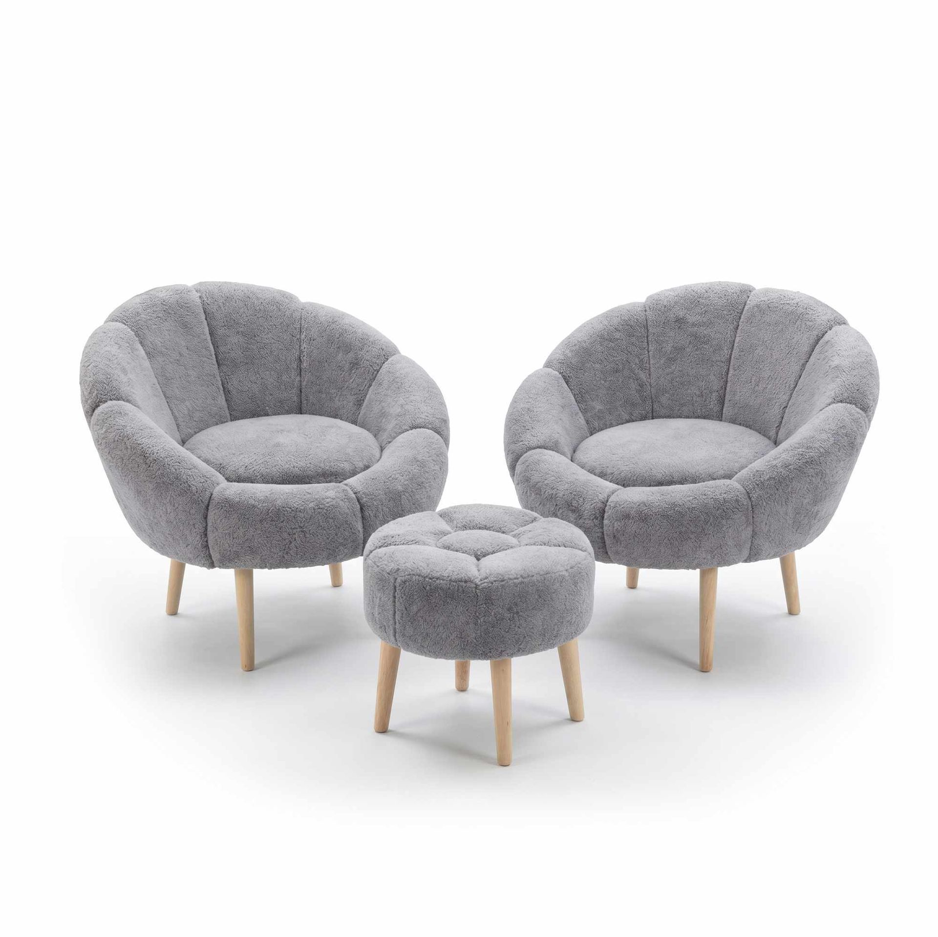 Lepotuoli- ja rahisetti (3 osaa) Atelier Del Sofa Lida Wellsoft (75 x 100 x 42 cm) Harmaa -