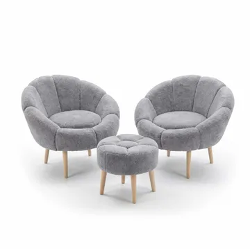Lepotuoli- ja rahisetti (3 osaa) Atelier Del Sofa Lida Wellsoft (75 x 100 x 42 cm) Harmaa