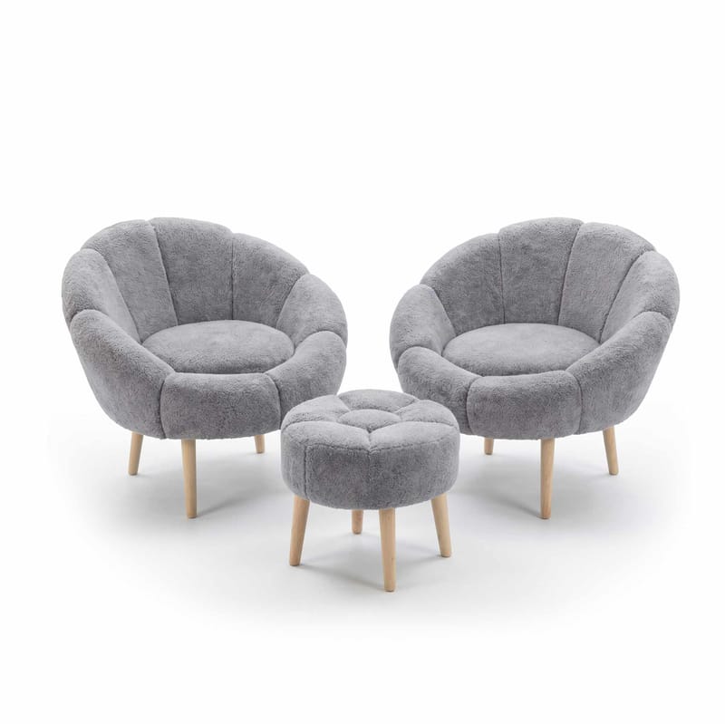Lepotuoli- ja rahisetti (3 osaa) Atelier Del Sofa Lida Wellsoft (75 x 100 x 42 cm) Harmaa, undefined