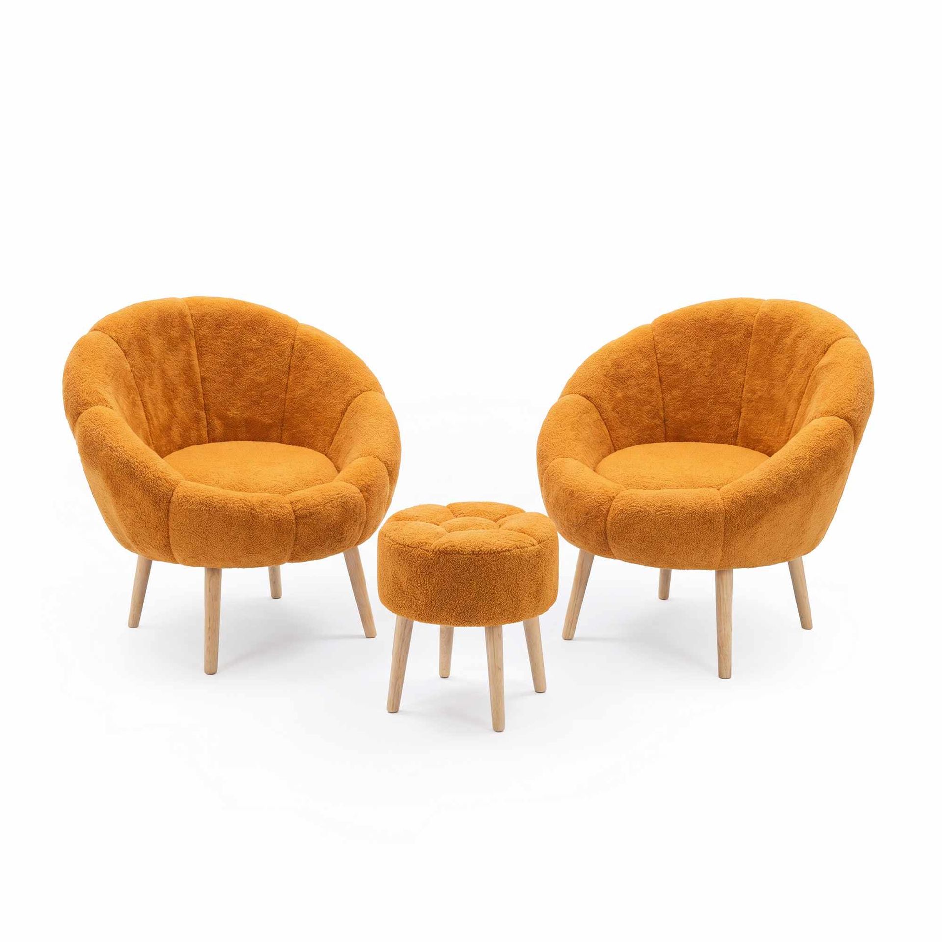 Lepotuoli- ja rahisetti (3 osaa) Atelier Del Sofa Lida Wellsoft (75 x 100 x 42 cm) Oranssi -