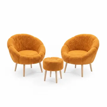 Lepotuoli- ja rahisetti (3 osaa) Atelier Del Sofa Lida Wellsoft (75 x 100 x 42 cm) Oranssi