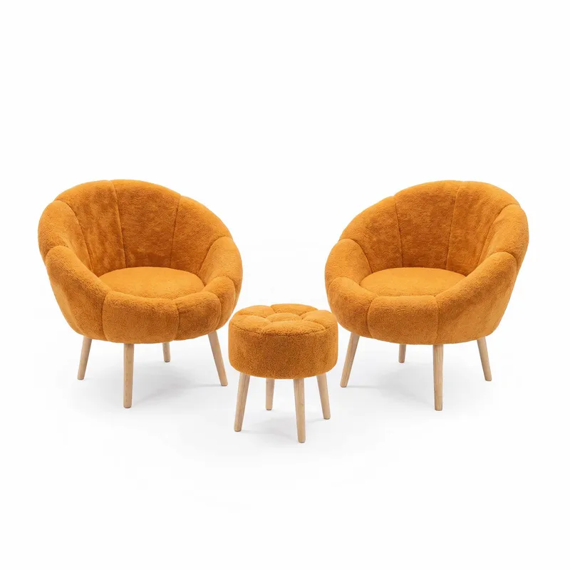 Lepotuoli- ja rahisetti (3 osaa) Atelier Del Sofa Lida Wellsoft (75 x 100 x 42 cm) Oranssi