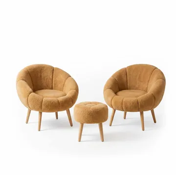 Lepotuoli- ja rahisetti (3 osaa) Atelier Del Sofa Lida Wellsoft (75 x 100 x 42 cm) Ruskea