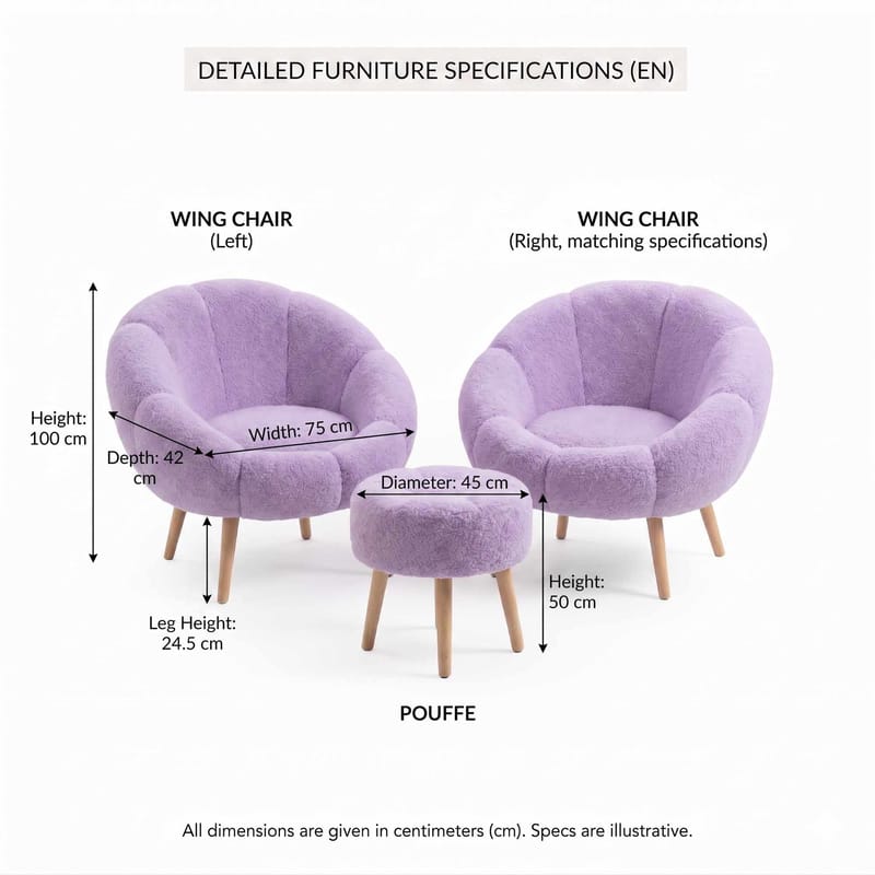 Lepotuoli- ja rahisetti (3 osaa) Atelier Del Sofa Lida Wellsoft (75 x 100 x 42 cm) Syreeni - Huonekalut - Tuoli & nojatuoli - Nojatuoli & lepotuoli