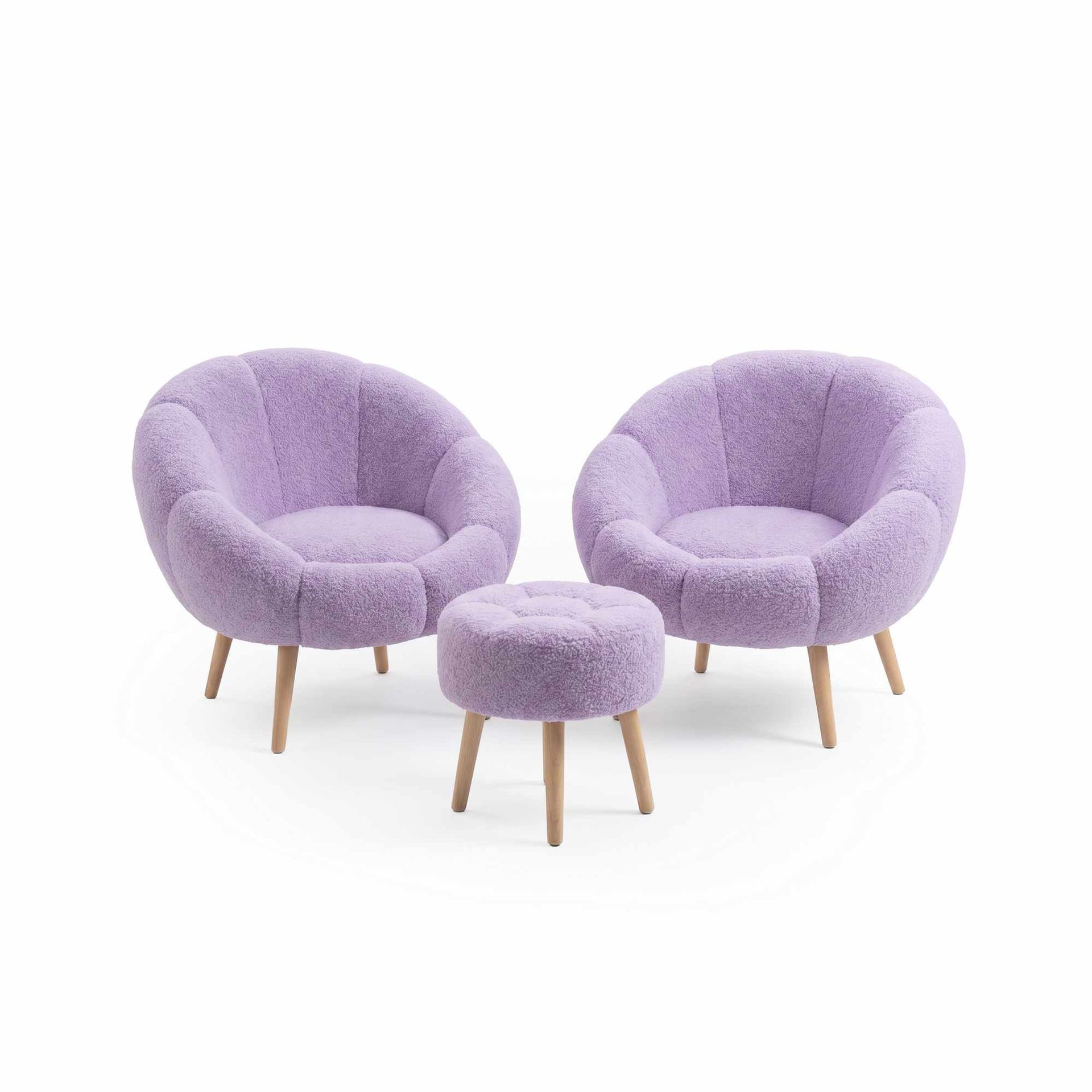 Lepotuoli- ja rahisetti (3 osaa) Atelier Del Sofa Lida Wellsoft (75 x 100 x 42 cm) Syreeni -
